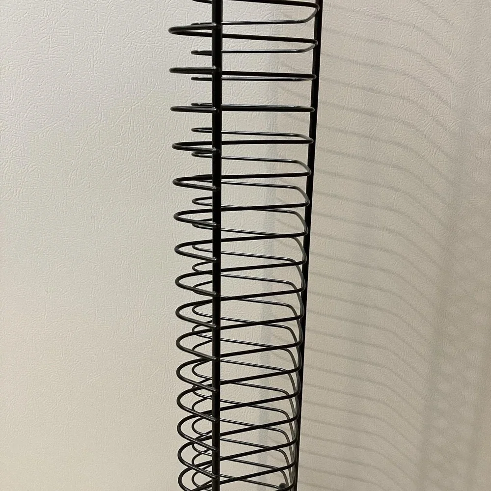 Vintage Black Metal Wire DVD Storage Rack Tower Free Standing 40 Capacity